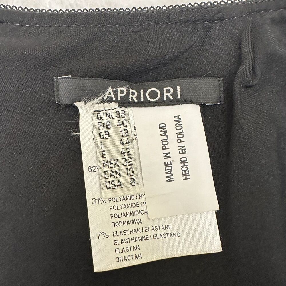 Apriori by Escada Black Stretch Tulle Hem Knee Length Pencil Skirt Sz 8 - Picture 10 of 14